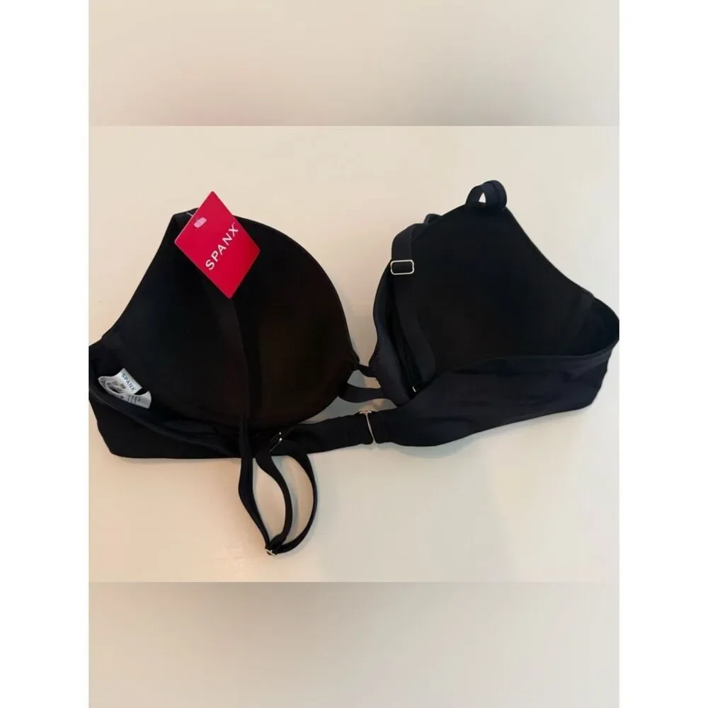 SPANX Womens' Swim Convertible Bra Bikini Top, Black, NWT